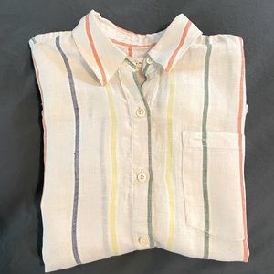 Alex Mill button up linen top. Rainbow stripe. XS